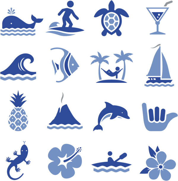 Hawaiian Icons - Pro Series Island theme icon set. Professional clip art for your print or Web project. See more icons in this series. pineapple beach stock illustrations