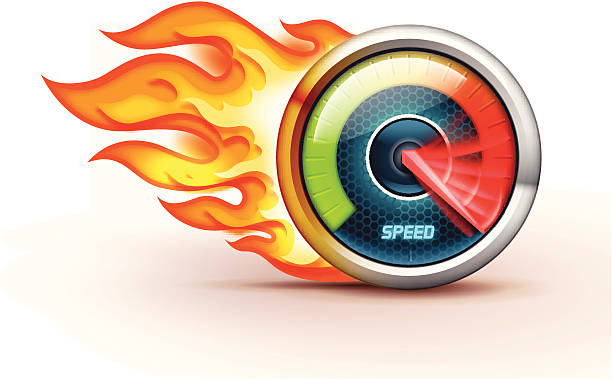 Burning Speedometer vector art illustration