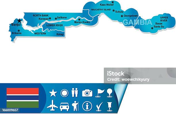 Гамбия Векторная Карта — стоковая векторная графика и другие изображения на тему Африка - Африка, Без людей, Векторная графика