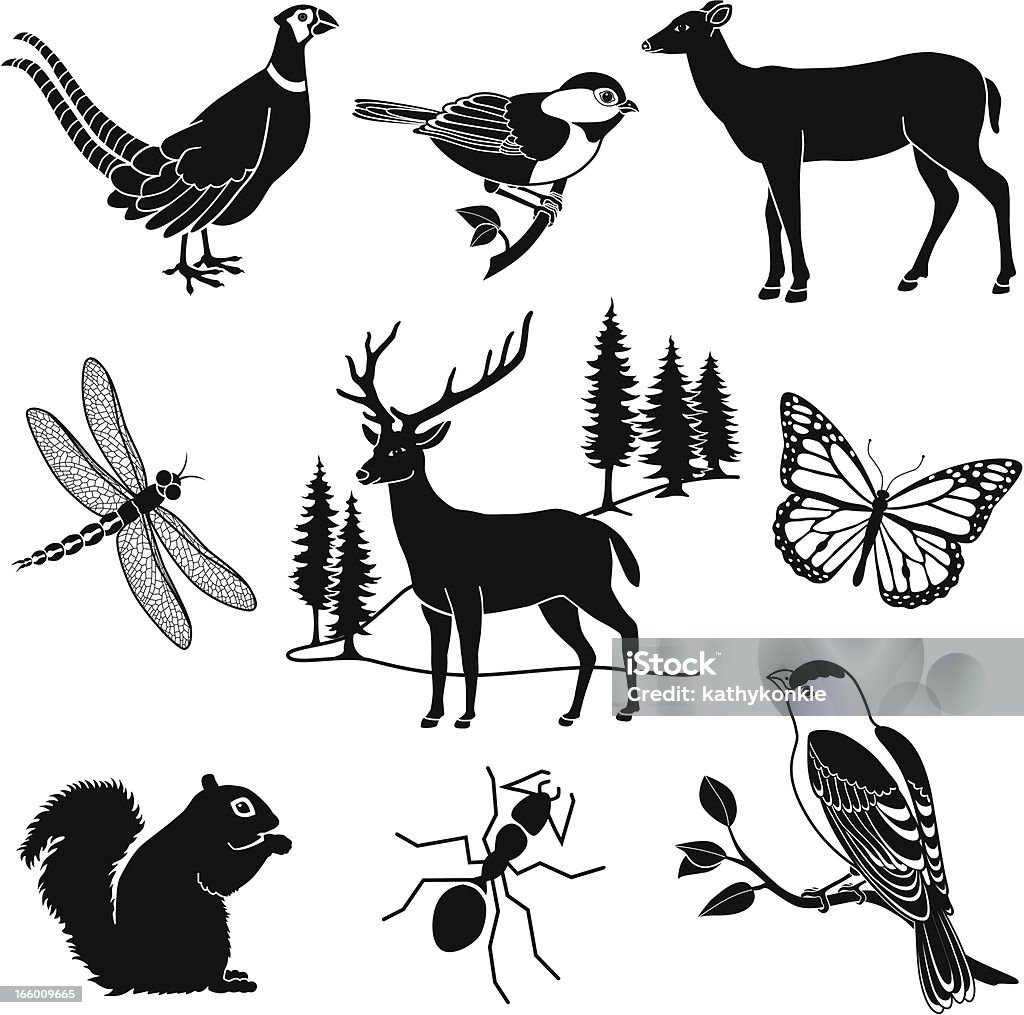 森の動物 - シルエットのロイヤリティフリーベクトルアート