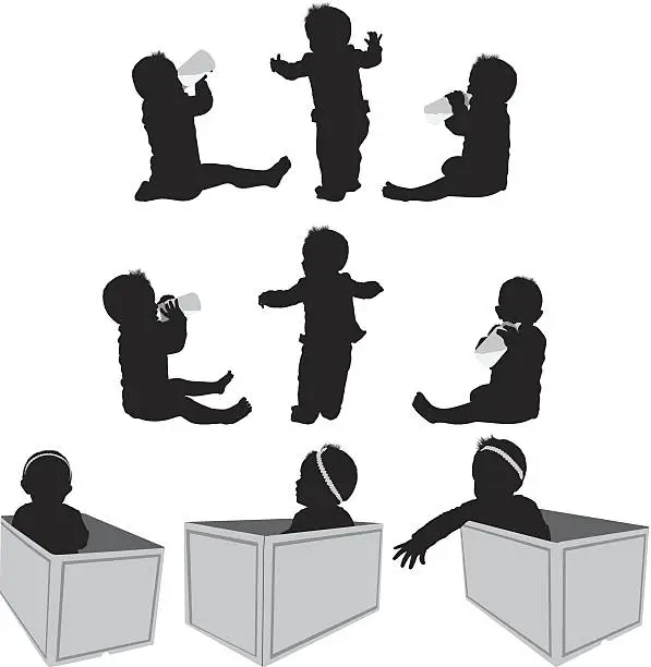 Vector illustration of Multiple images of babies