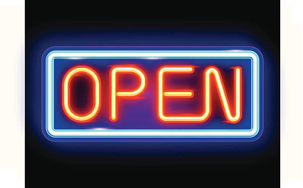 Neon Open Sign vector art illustration