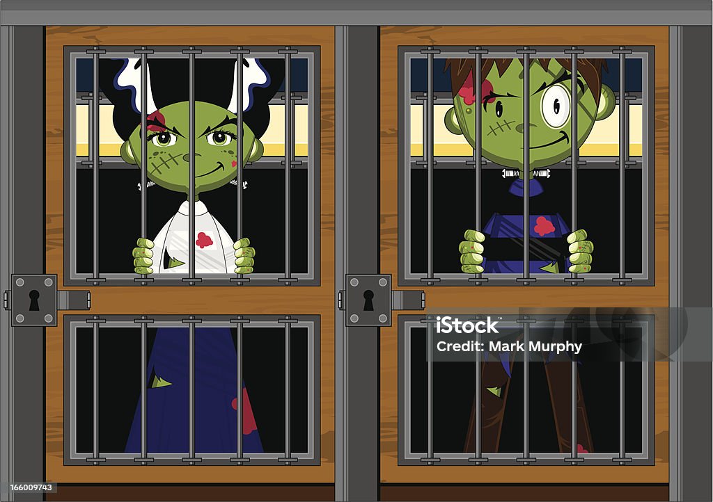 Mariée de Frankenstein & Monster de cellule - clipart vectoriel de Cartoon libre de droits