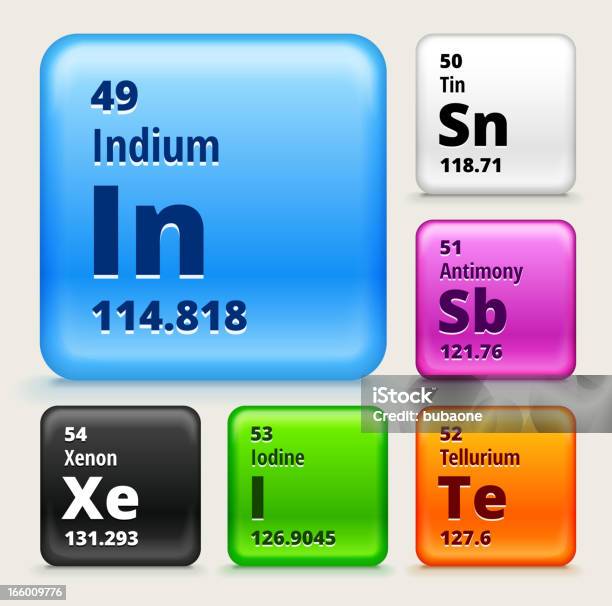 元素周期表の要素4nine 54 色ボタン Eps 10 透明度 - ヨウ素のベクターアート素材や画像を多数ご用意 - ヨウ素, 青, アイコン