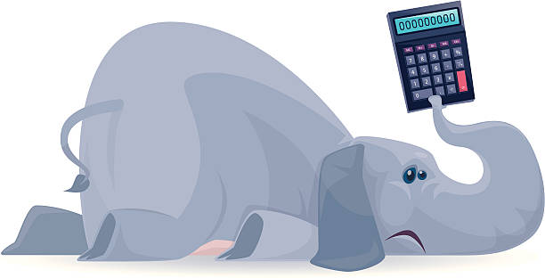 ilustrações, clipart, desenhos animados e ícones de elefante com calculadora - characters uncertainty anxiety finance