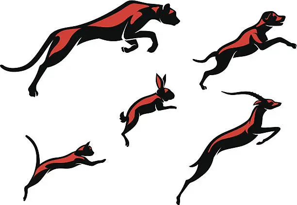 Vector illustration of Leaping Animals
