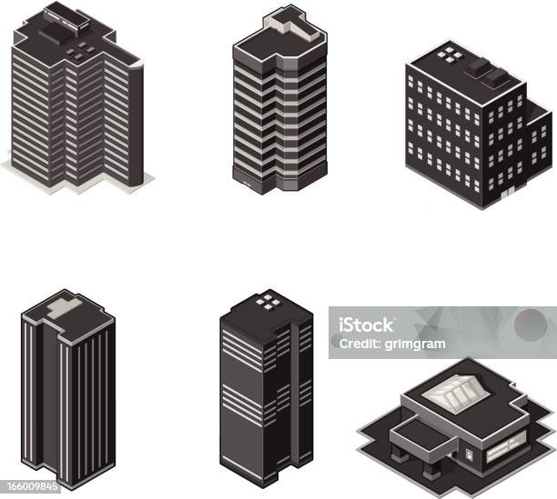 Isometric Nowoczesne Budynki Biurowe - Stockowe grafiki wektorowe i więcej obrazów Budynek z zewnątrz - Budynek z zewnątrz, Budowla mieszkaniowa, Nowoczesny