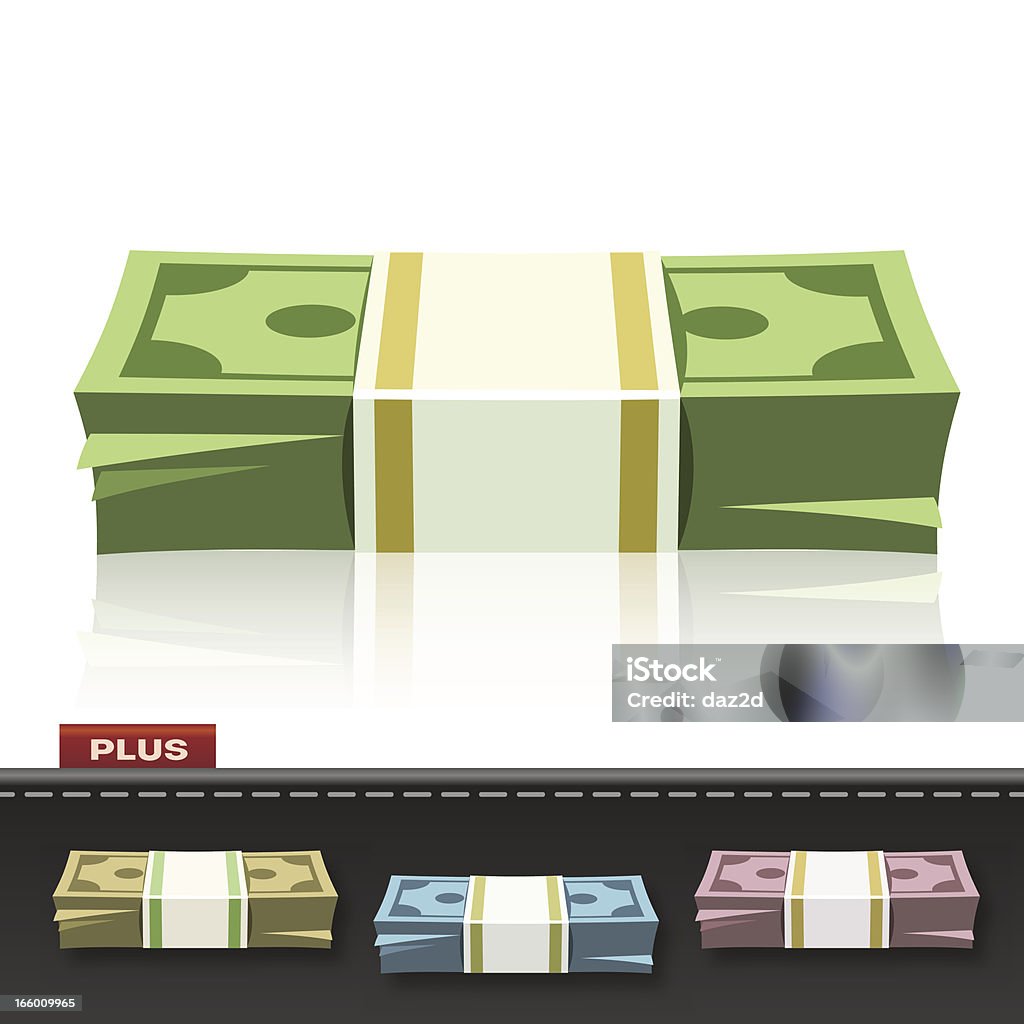 MONEY BUNDLE Illustration of a money stack in four colours. Bundle stock vector