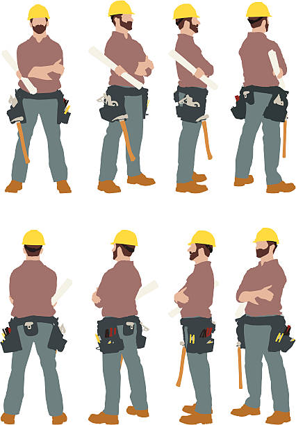 Multiple images of a construction worker Multiple images of a construction workerhttp://www.twodozendesign.info/i/1.png tool belt stock illustrations