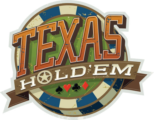 Texas Hold'em Poker A vector illustration of a Texas Hold'em poker tournament icon. The distressed grunge is on a separate layer in Illustrator 10 EPS file. The transparency effect multiply is used in the shadows. watermark ideas stock illustrations