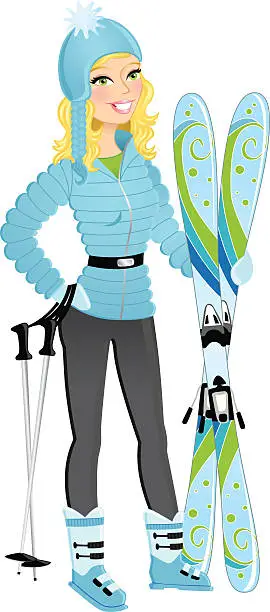 Vector illustration of Ski Girl