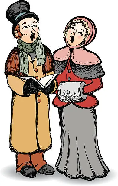 Vector illustration of Carolers