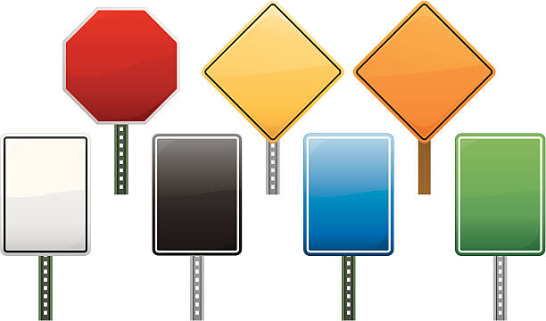 ilustrações de stock, clip art, desenhos animados e ícones de sinais de estrada em branco - one way road sign sign blank