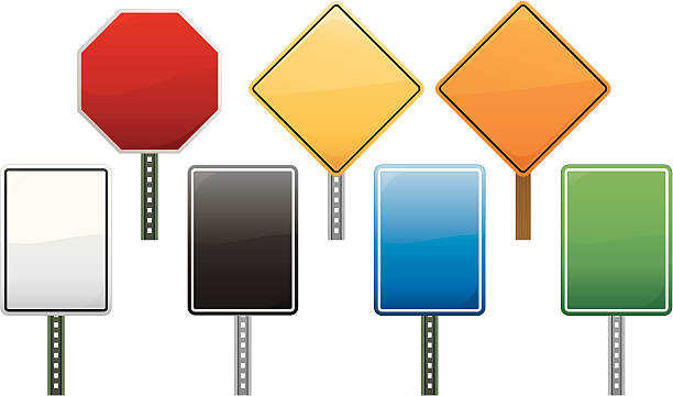 Road signs shapes in all colors and white background http://www.zmina.com/Sign.jpg no rickshaws sign stock illustrations