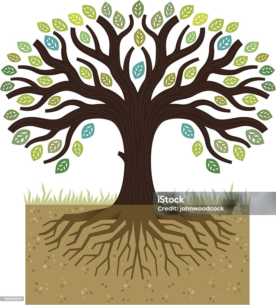 Simple tree roots illustration A simple tree and roots illustration, with soil. Tree stock vector