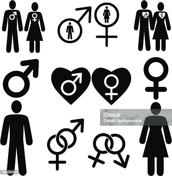 Male And Female Icons Stock Illustration - Download Image Now - Adult, Black And White, Black Color