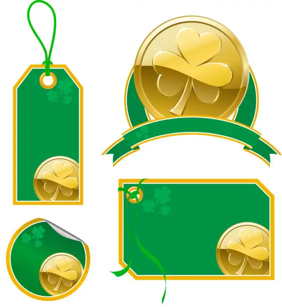 Vector illustration of Clover Leaf Coin Price Tag