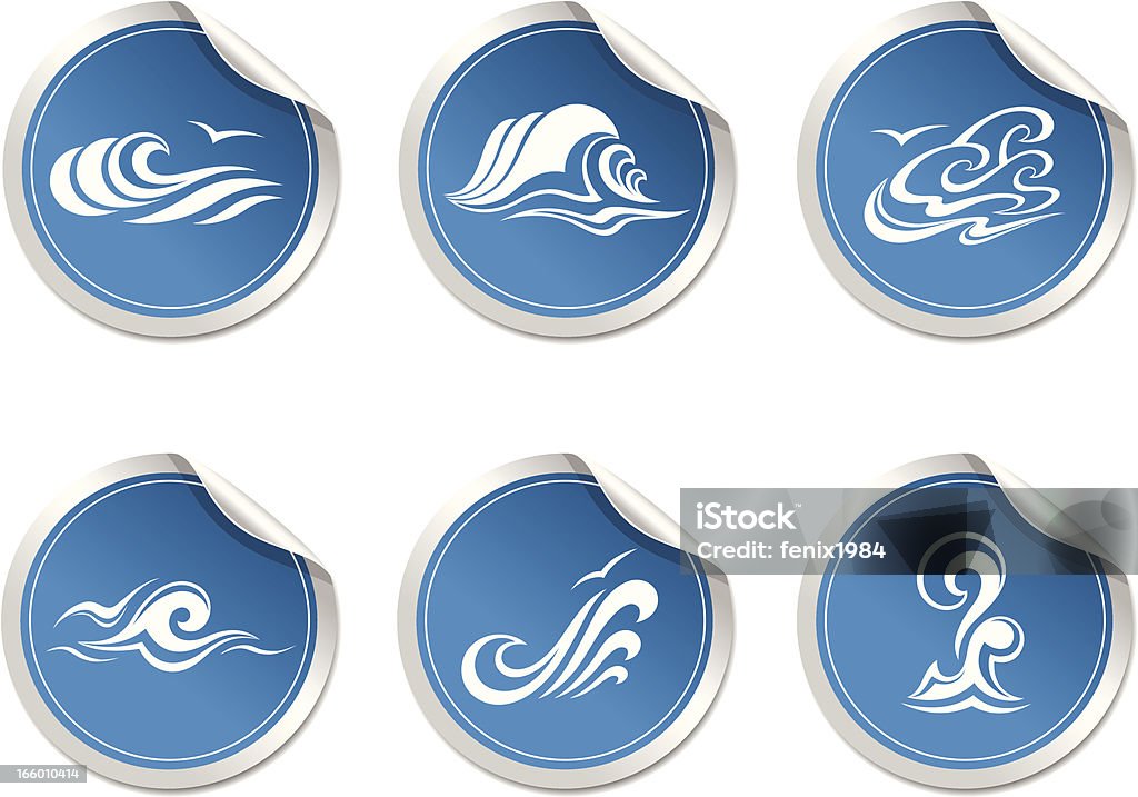 sticker with symbol  wave sticker with symbol of the wave. See also Coastline stock vector