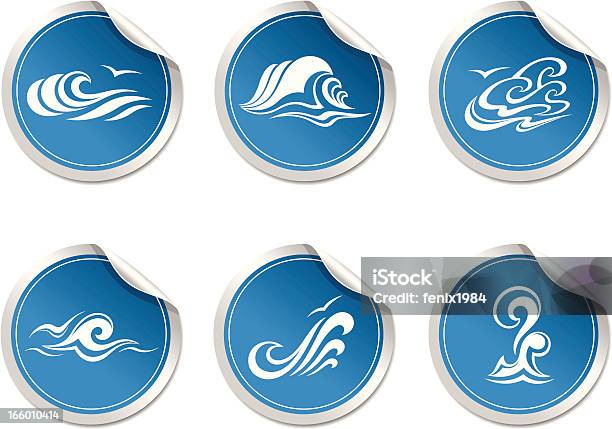 Sticker With Symbol Wave Stock Illustration - Download Image Now - Coastline, Icon Symbol, Plan - Document