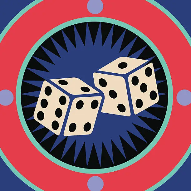 Vector illustration of pair of rolling dice