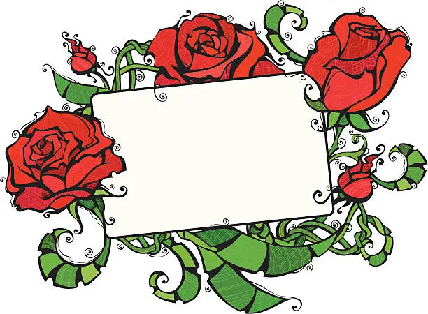 Vector illustration of Blank tablet with roses