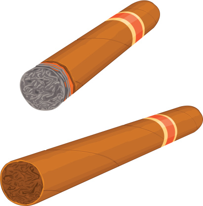 A vector illustration of an extravagant smoking cigar.