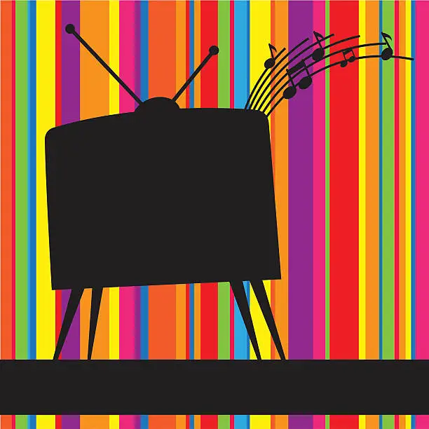 Vector illustration of Striped background with retro TV