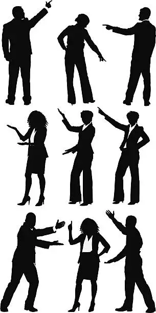 Vector illustration of Silhouette of business people presenting