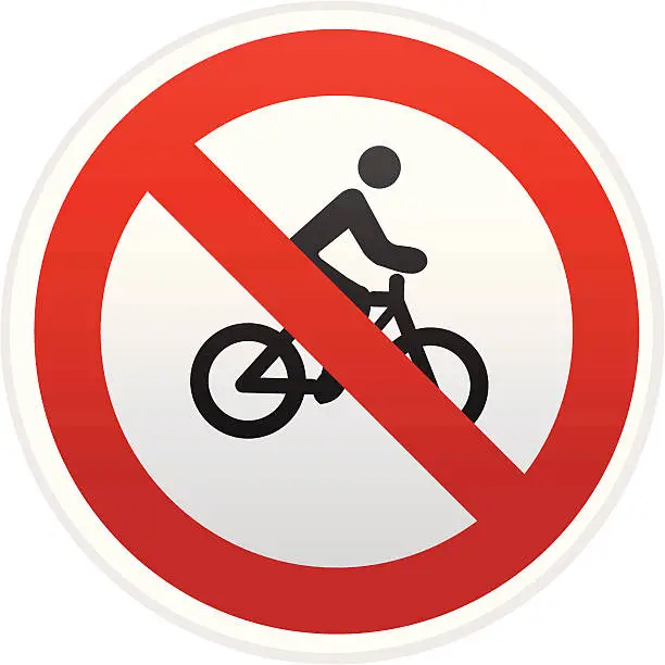 Vector illustration of no biking warning sign
