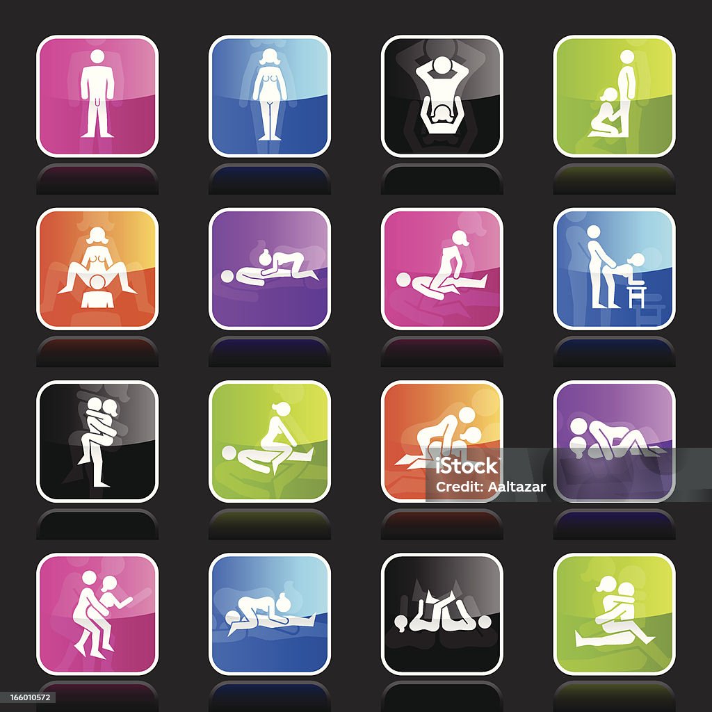 Ubergloss ikony-erotyki stanowiska - Grafika wektorowa royalty-free (Pożycie płciowe i rozmnażanie się)