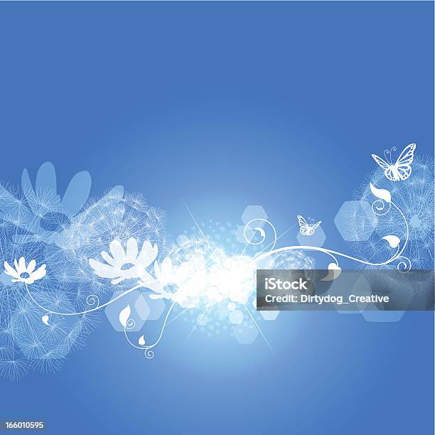 抽象的なブルーの花 - タンポポのベクターアート素材や画像を多数ご用意 - タンポポ, チョウ, 背景