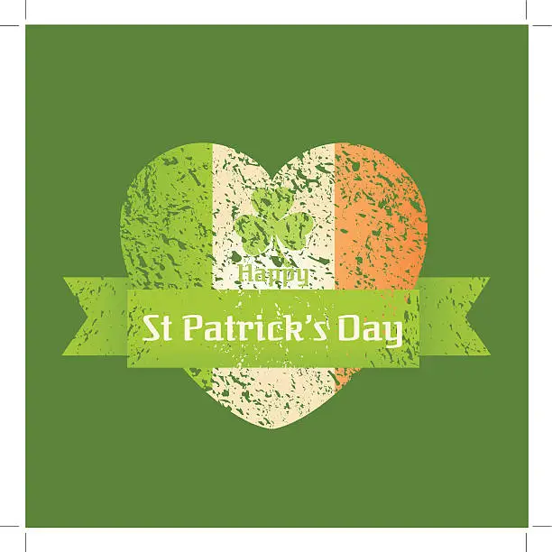 Vector illustration of Grunge St Patrick's day heart tag