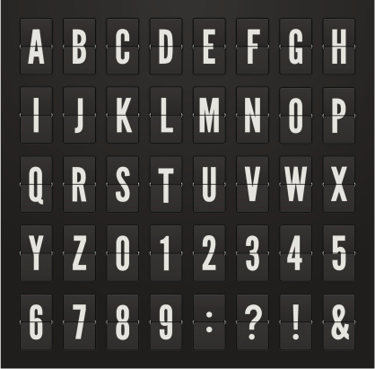 Vector alphabet on the mechanical scoreboard.
