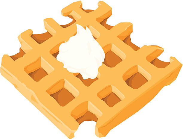Waffle A vector illustration of  a dessert waffle covered in whipped cream. whipped cream dollop stock illustrations