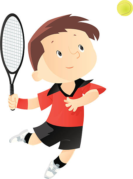 테니트 남자아이 - tennis forehand people sports and fitness stock illustrations