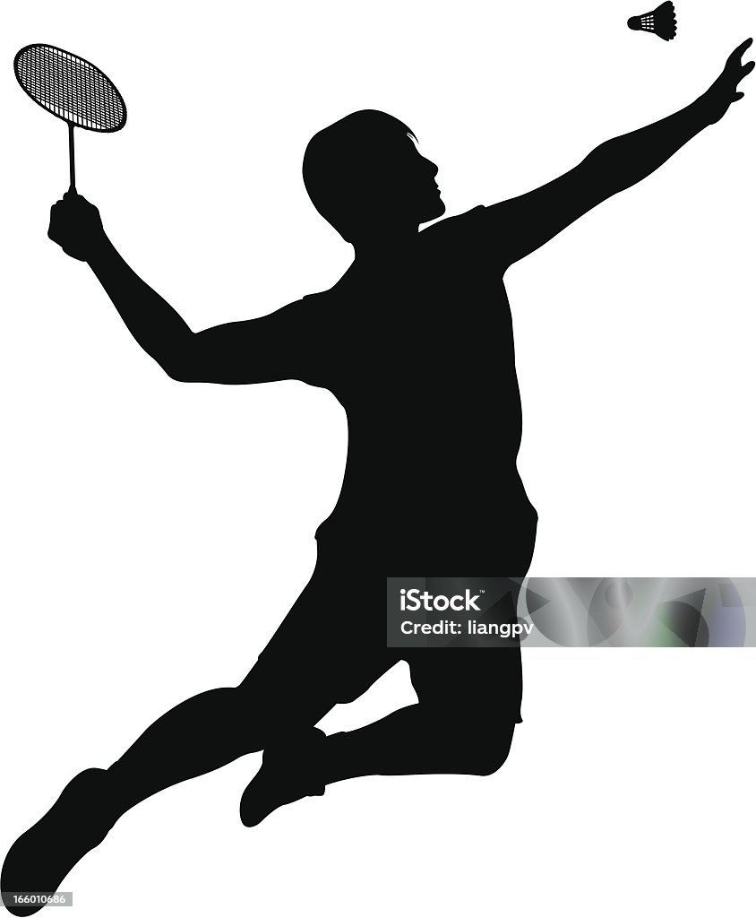 Giocatore di Badminton - arte vettoriale royalty-free di Attività