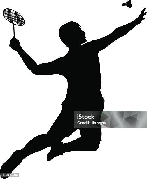 Giocatore Di Badminton - Immagini vettoriali stock e altre immagini di Attività - Attività, Badminton - Sport, Bianco e nero