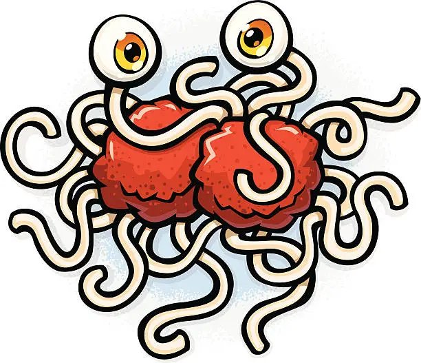 Vector illustration of flying spaghetti monster