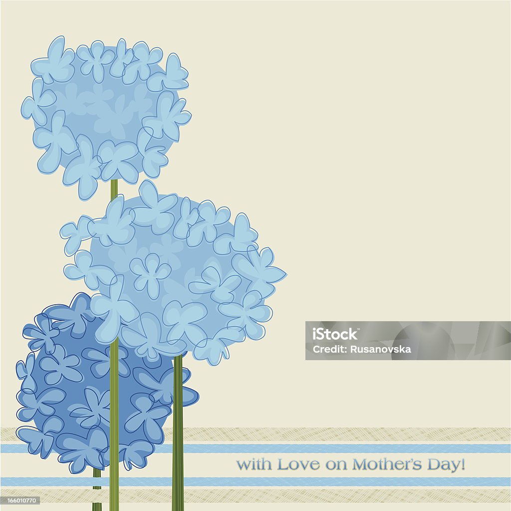 Blue Hydrangeas Blue Hydrangeas with "with Love on Mother's Day!" message. Vector. EPS 8. Hydrangea stock vector