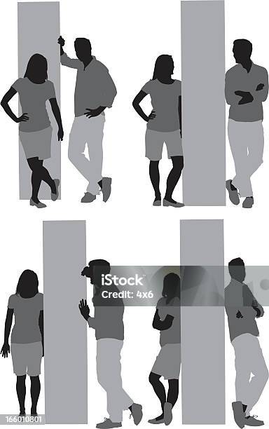 Multiple Images Of A Couple Posing Stock Illustration - Download Image Now - Hide And Seek, Couple - Relationship, Front View