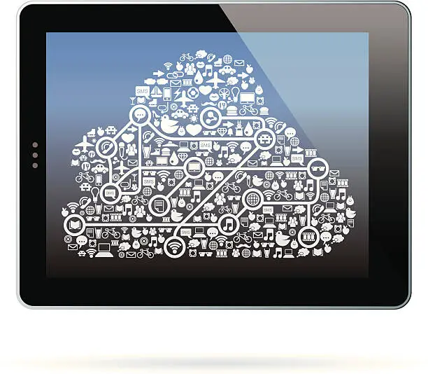 Vector illustration of Digital tablet with cloud icon