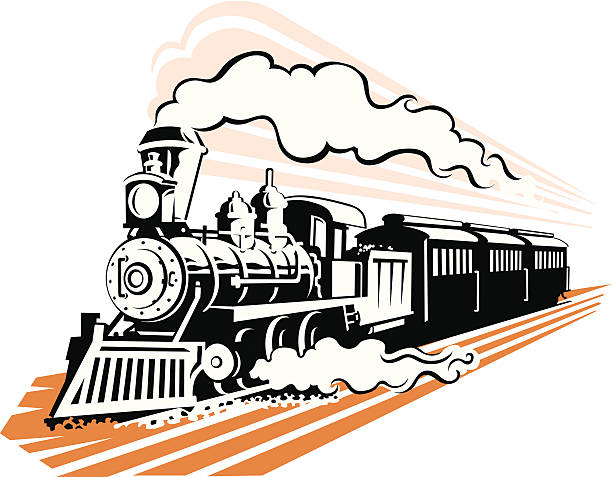 ilustrações, clipart, desenhos animados e ícones de antigo trem a vapor em preto e branco - locomotiva a vapor