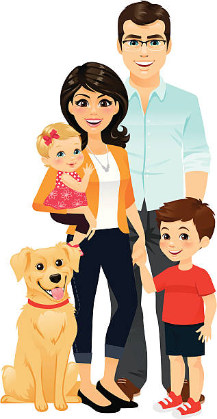 Happy Family vector art illustration