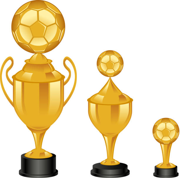 Soccer trophies Golden soccer trophies. fifa world cup stock illustrations