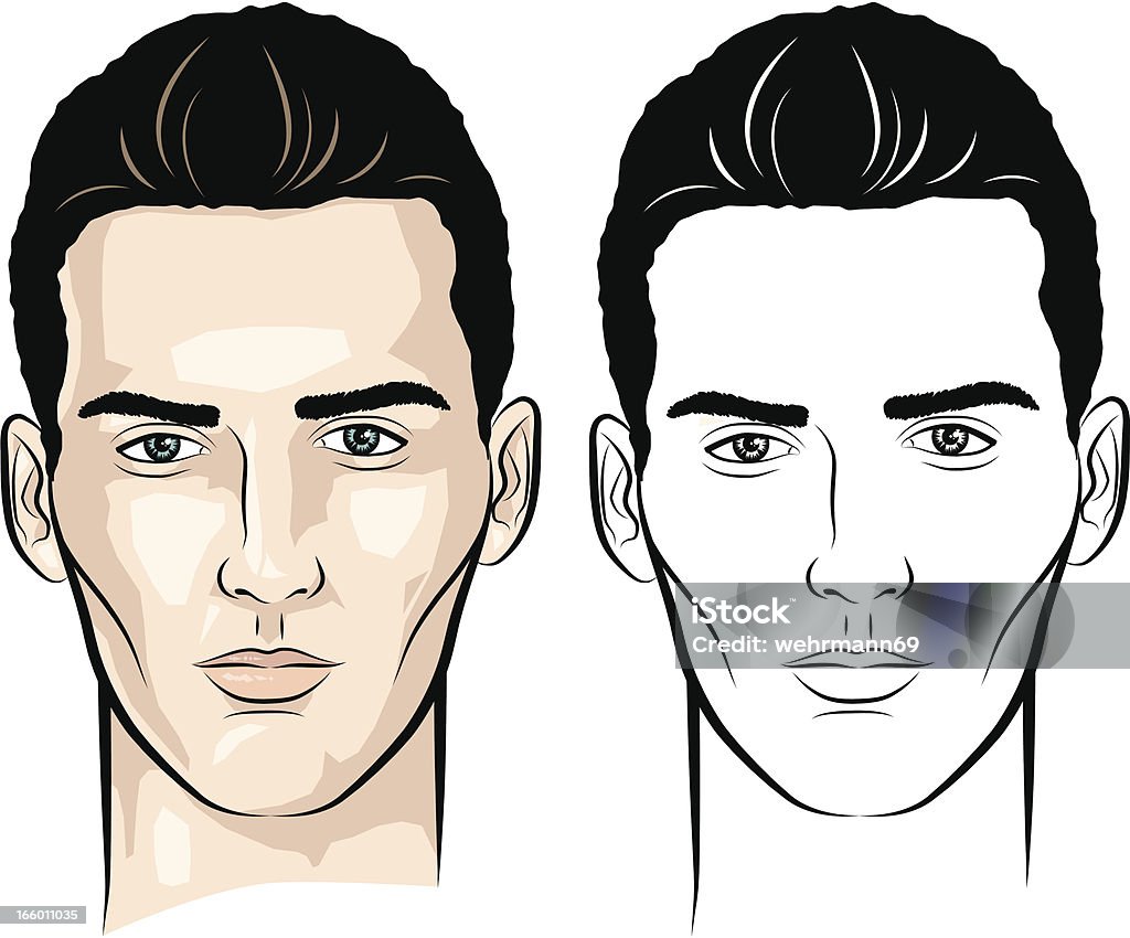 Homem com alta cheekbones - Vetor de Homens royalty-free