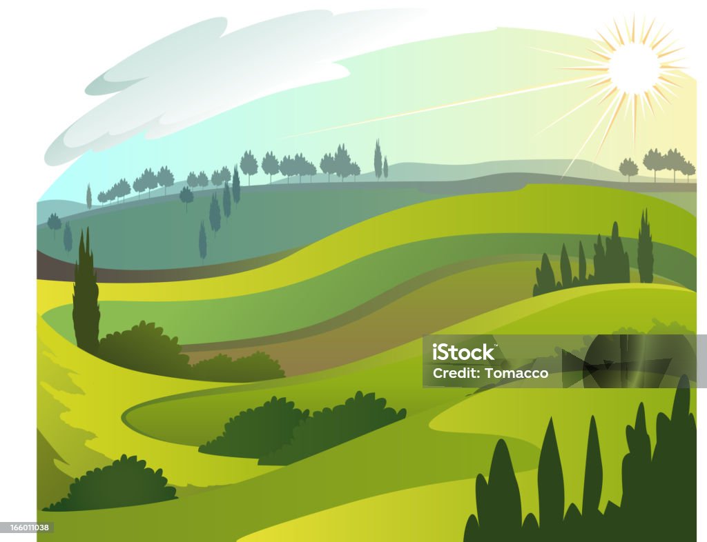 Landscape morning Landscape illustration with morning lightmorning.  Morning stock vector