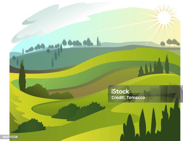 Landscape Morning Stock Illustration - Download Image Now - Morning, Springtime, Agricultural Field