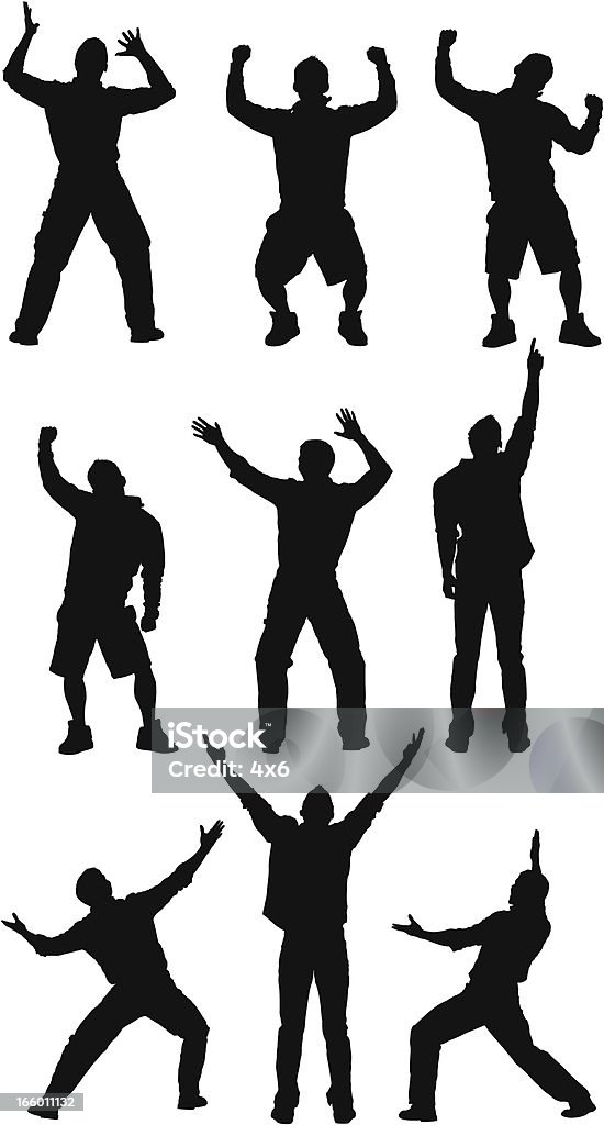 Silhouette of excited men Silhouette of excited menhttp://www.twodozendesign.info/i/1.png Men stock vector