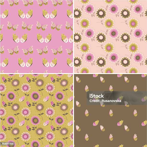 Set Of Floral Patterns Stock Illustration - Download Image Now - Animal Markings, Backgrounds, Butterfly - Insect