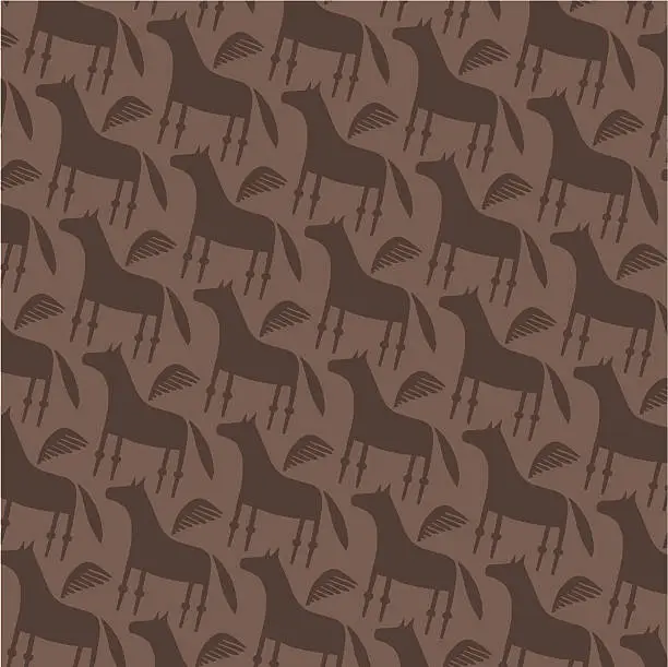 Vector illustration of Winged horse pattern